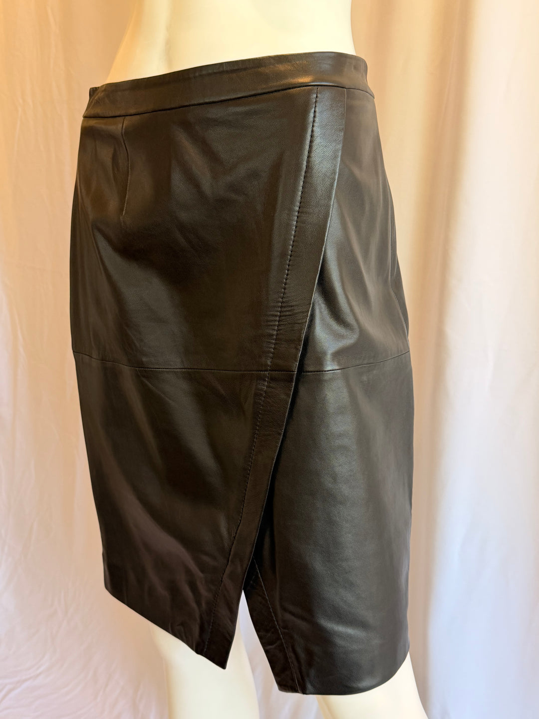 Nordstrom Black Leather Knee Length Skirt