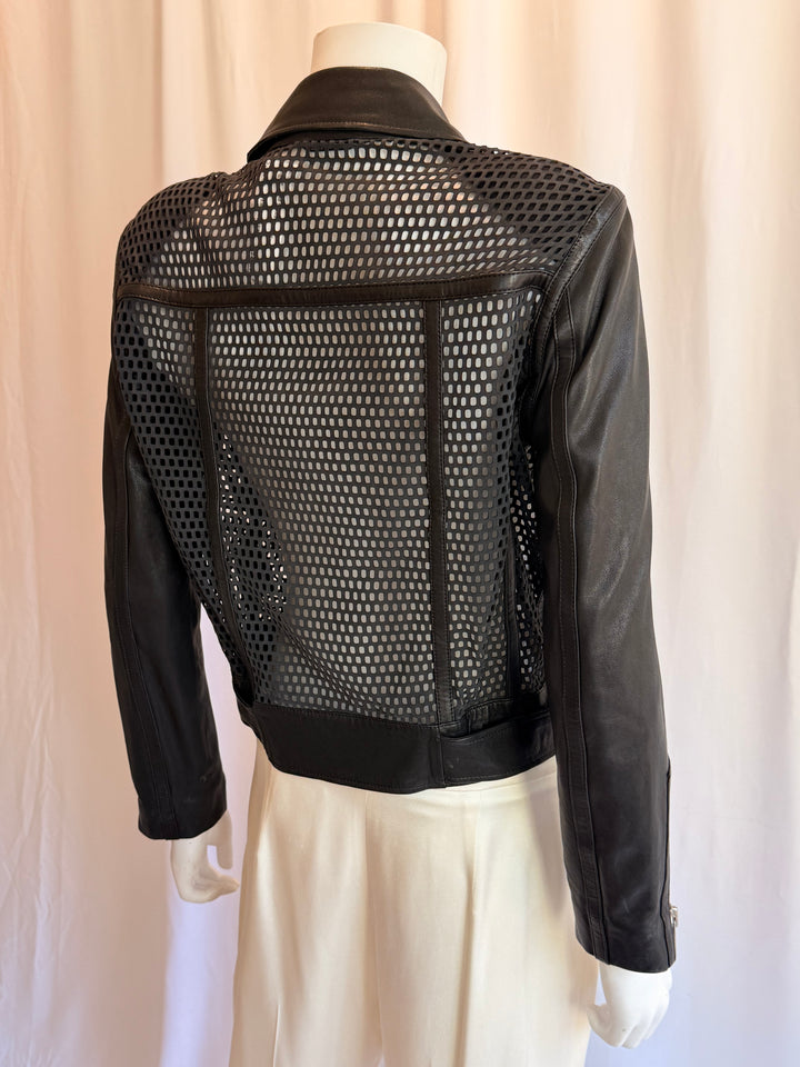 All Saints Leather Mesh Biker Jacket