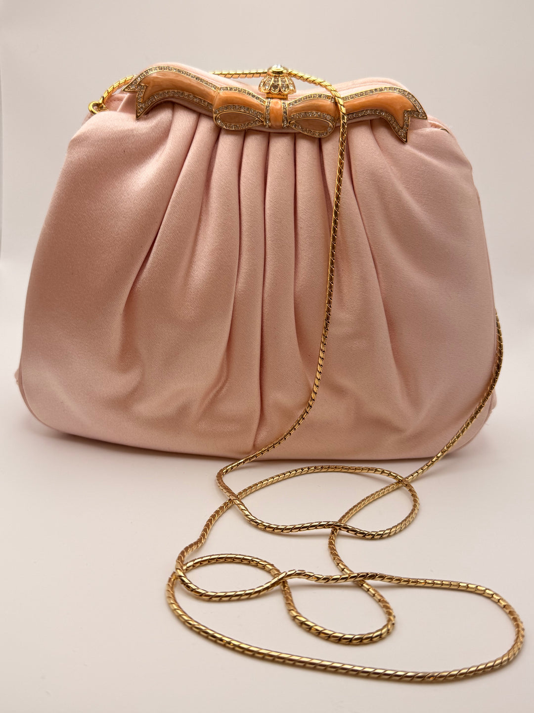 Judith Leiber Vintage Blush Pink Satin Evening Bag