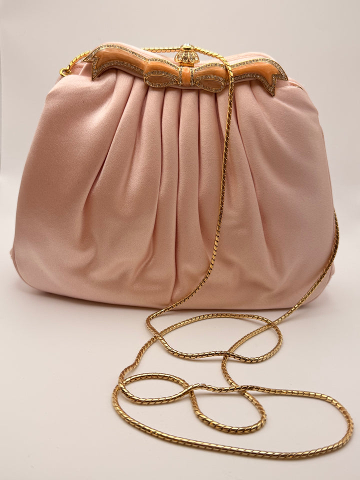 Judith Leiber Vintage Blush Pink Satin Evening Bag