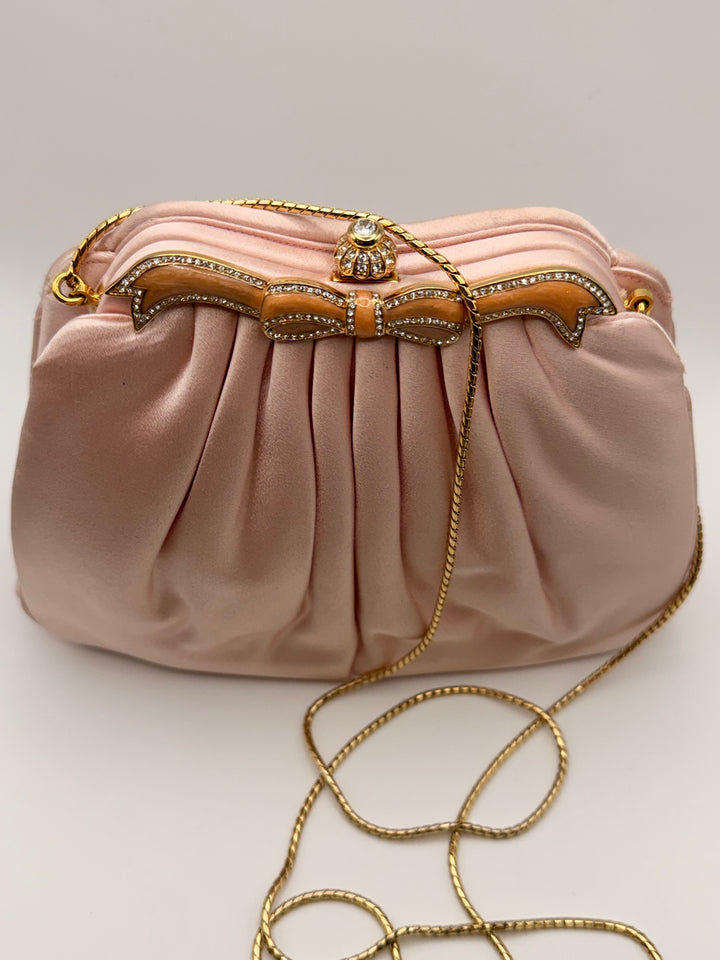 Judith Leiber Vintage Blush Pink Satin Evening Bag