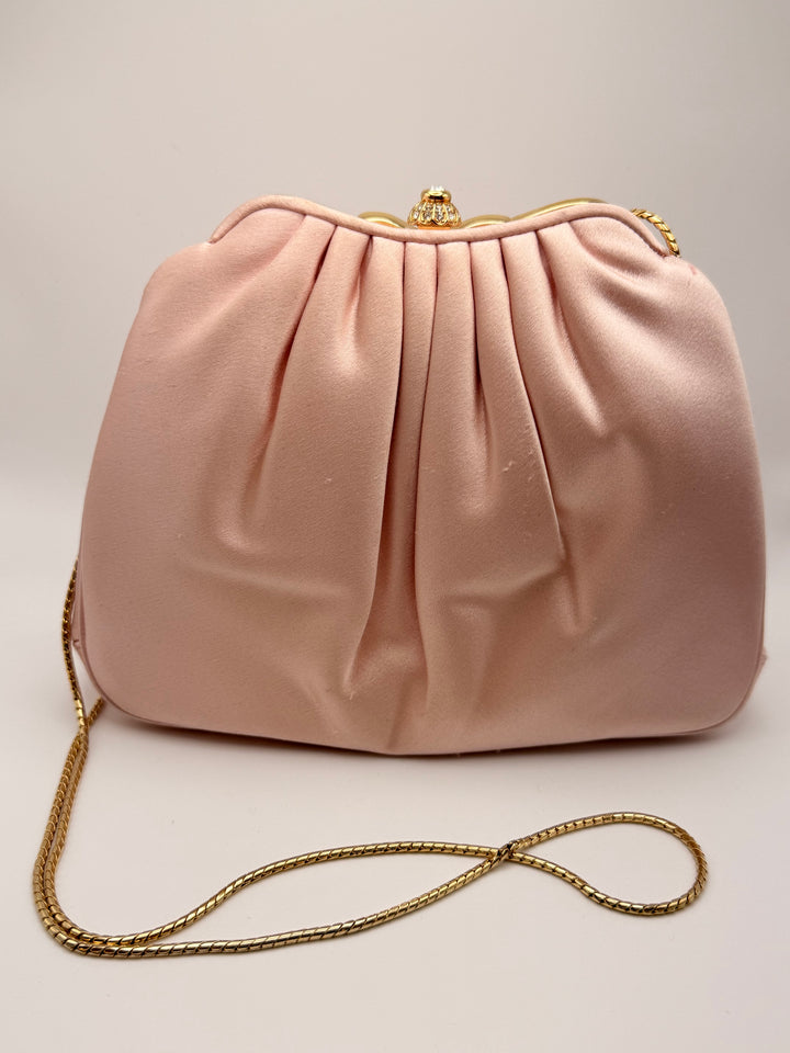 Judith Leiber Vintage Blush Pink Satin Evening Bag