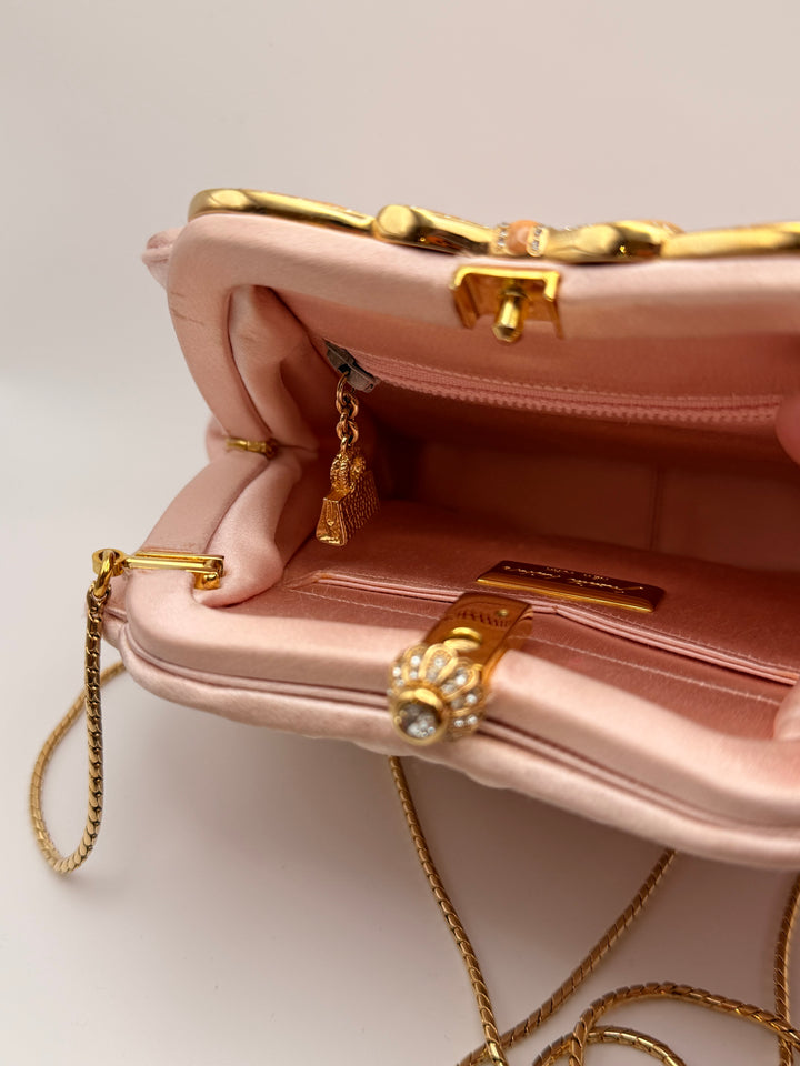 Judith Leiber Vintage Blush Pink Satin Evening Bag