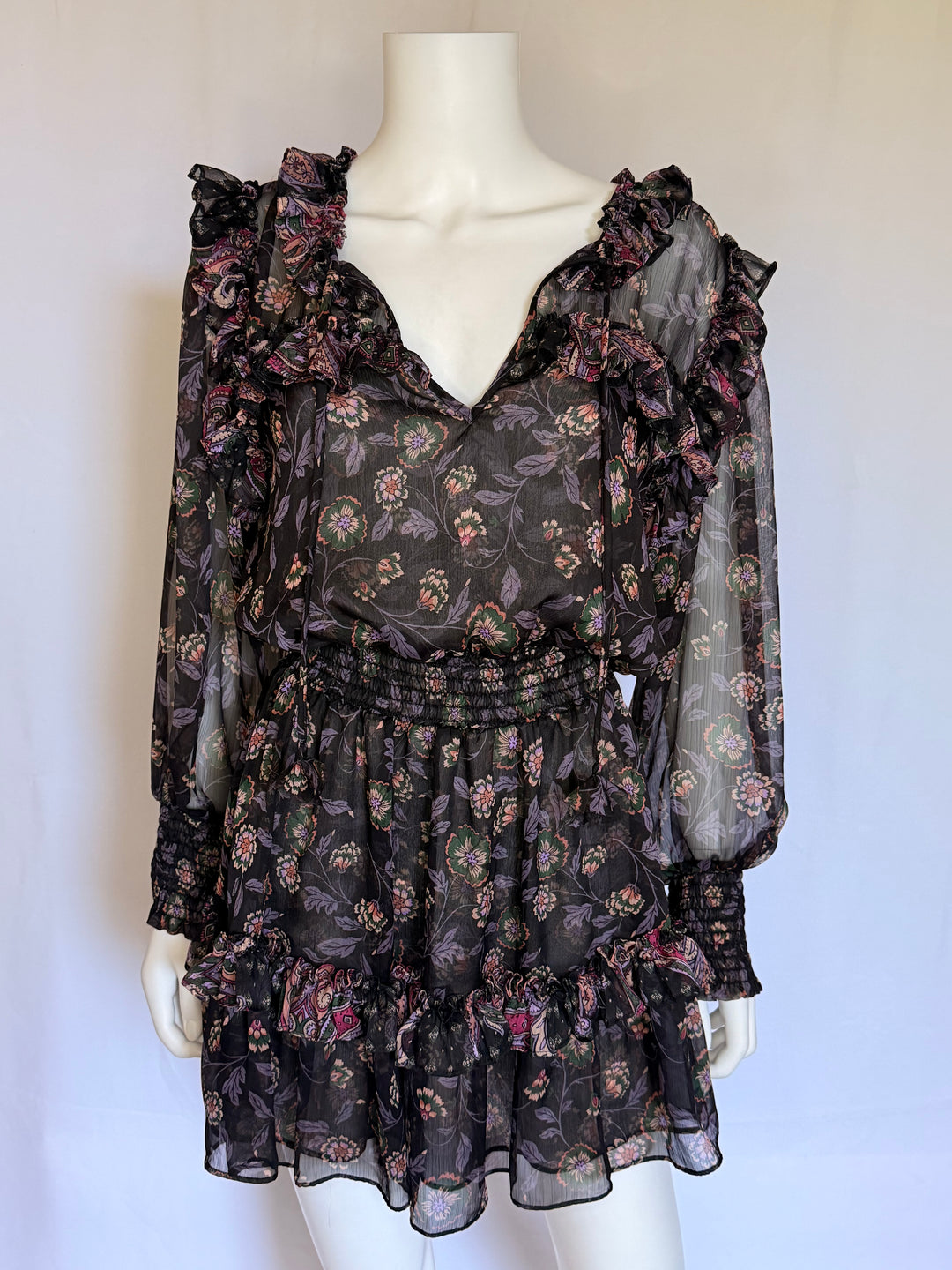 MISA Los Angeles Floral Ruffle Mini Dress