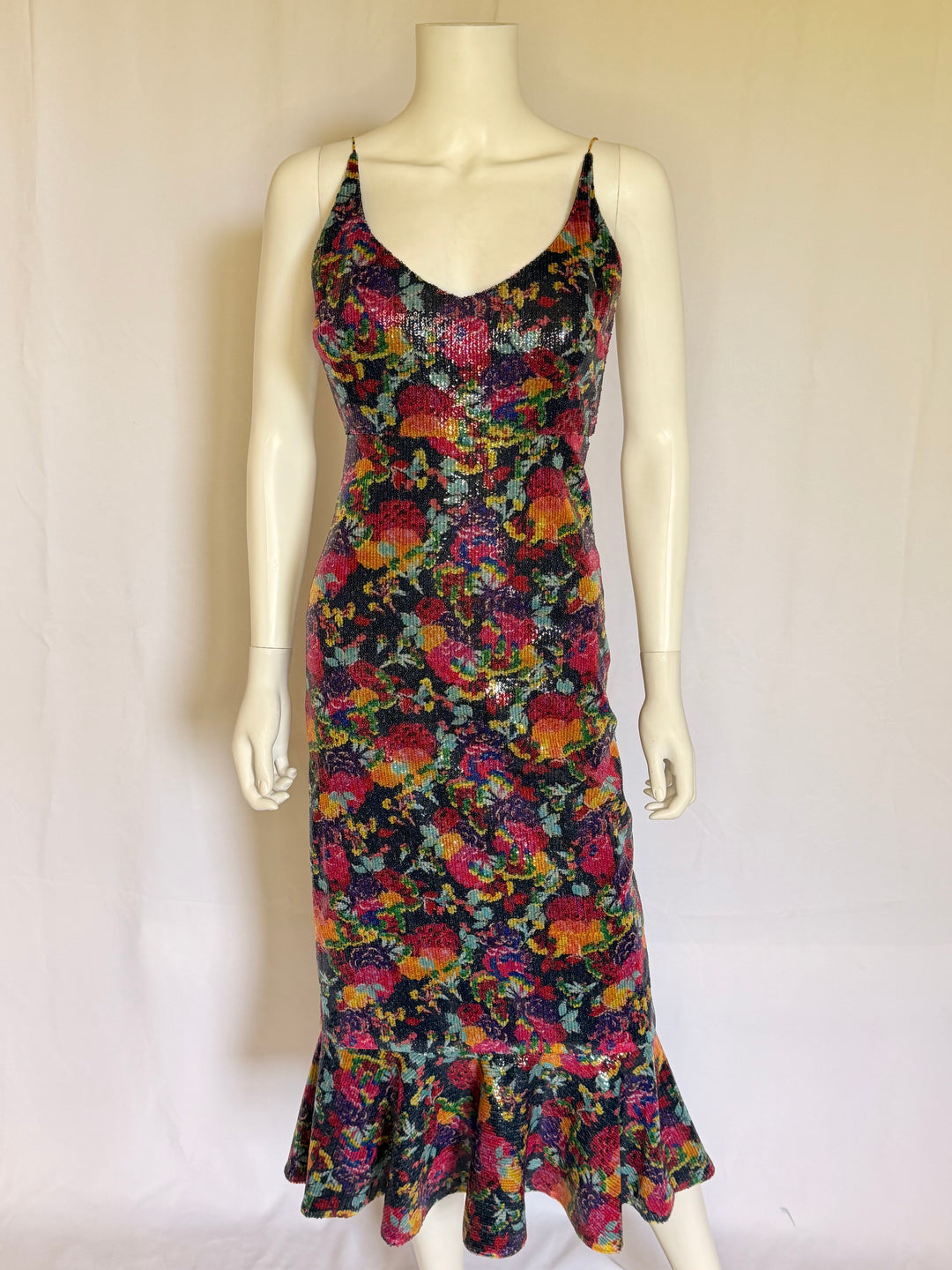 Saloni Floral Sequin Midi Dress