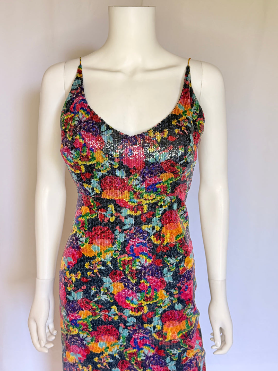 Saloni Floral Sequin Midi Dress