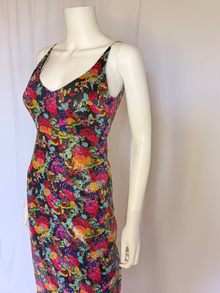 Saloni Floral Sequin Midi Dress