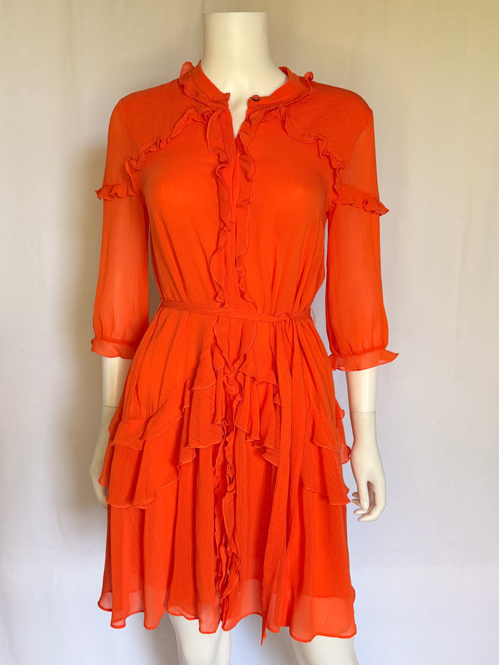 Saloni Ruffled Silk Mini Dress