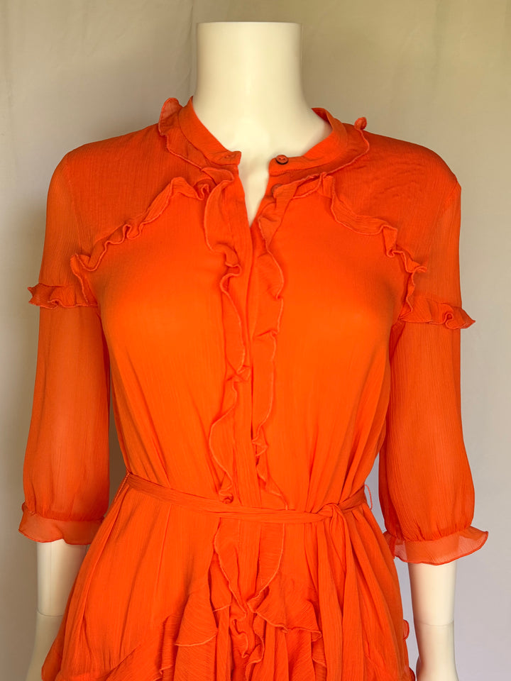Saloni Ruffled Silk Mini Dress