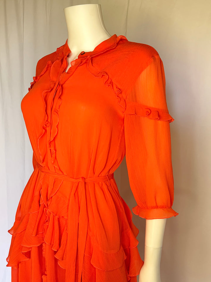 Saloni Ruffled Silk Mini Dress