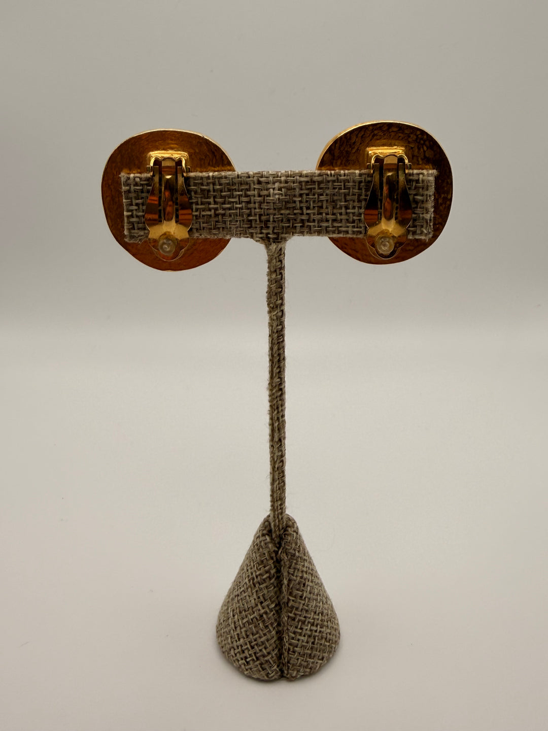 Chanel 1990 Resin & 24K Pl CC Clip-On Earrings