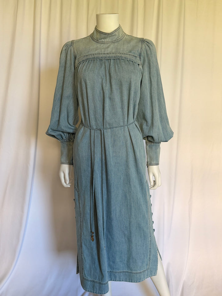 Zimmermann Chambray High-Neck Midi Dress