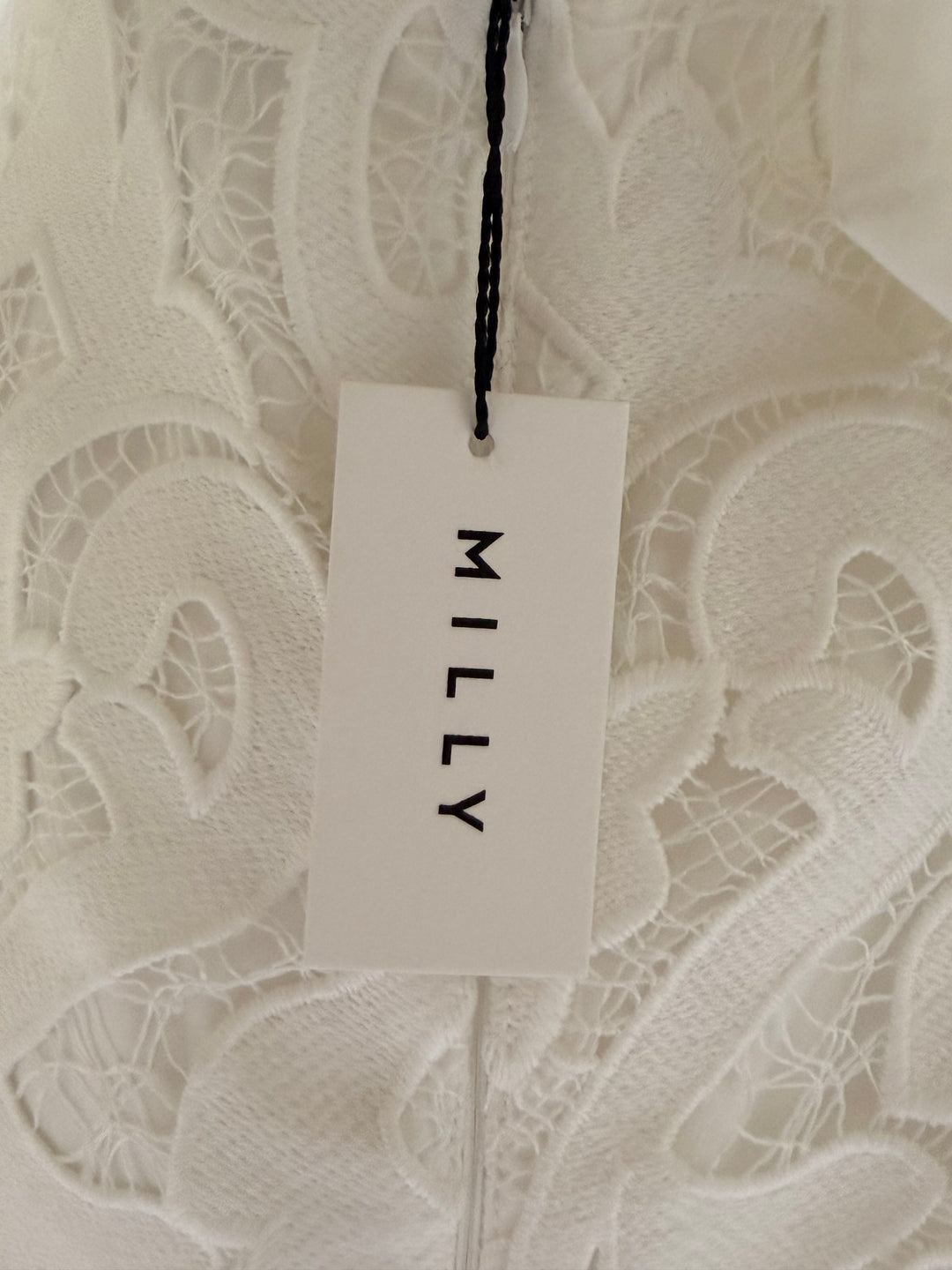 Milly Ivory Embroidered Lace Halter Midi Dress