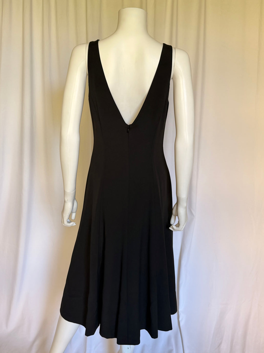 Haney Black Lace-Illusion Plunge Midi Dress