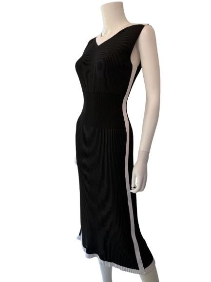 Escada Sport Black &amp; White Ribbed Knit Midi Dress