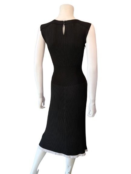 Escada Sport Black &amp; White Ribbed Knit Midi Dress