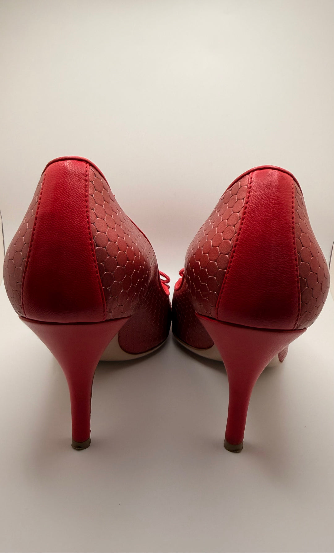 Salvatore Ferraagamo Vara Python-Embossed Bow Pumps