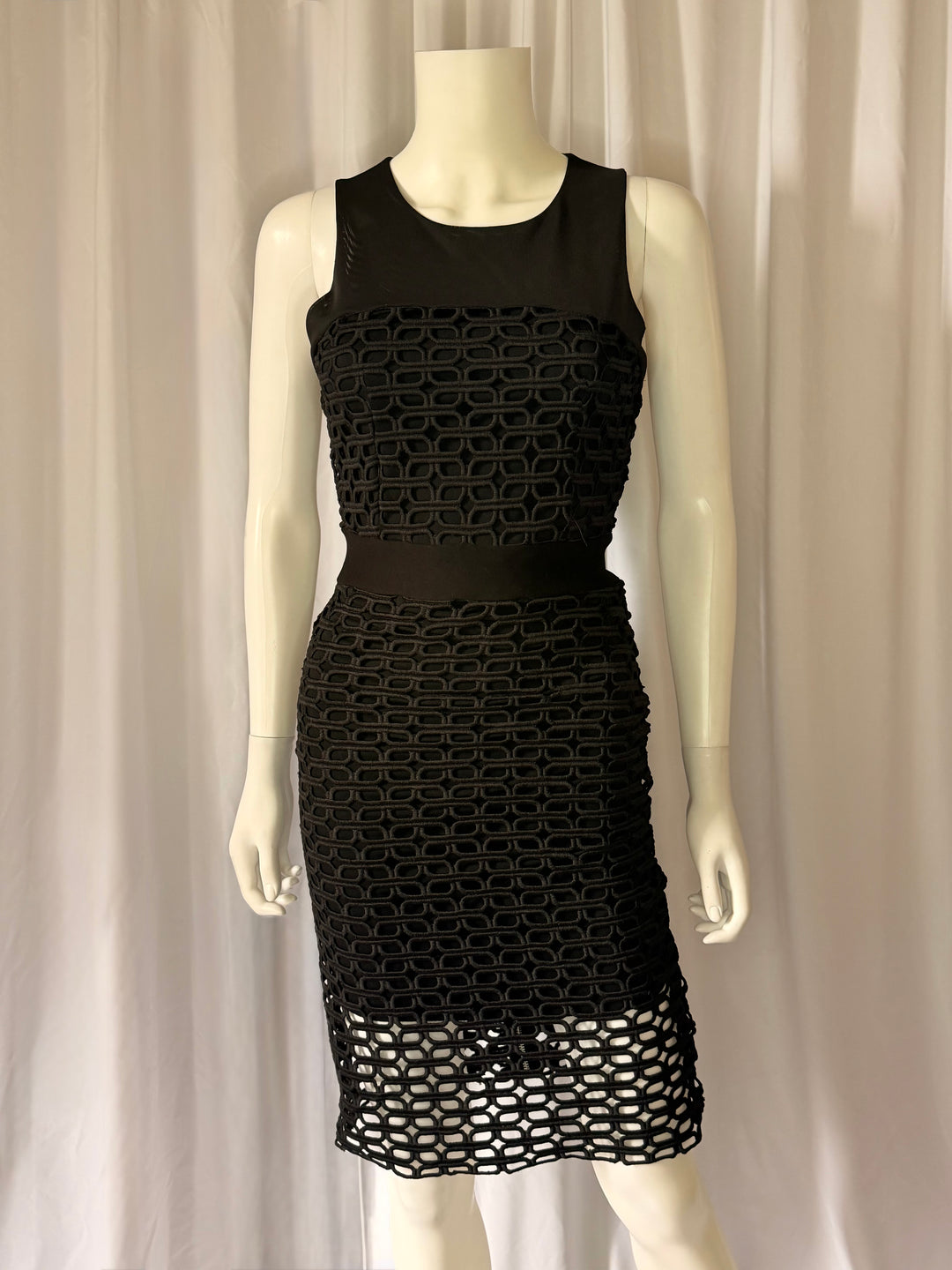 Maje Geometric Openwork Midi Dress