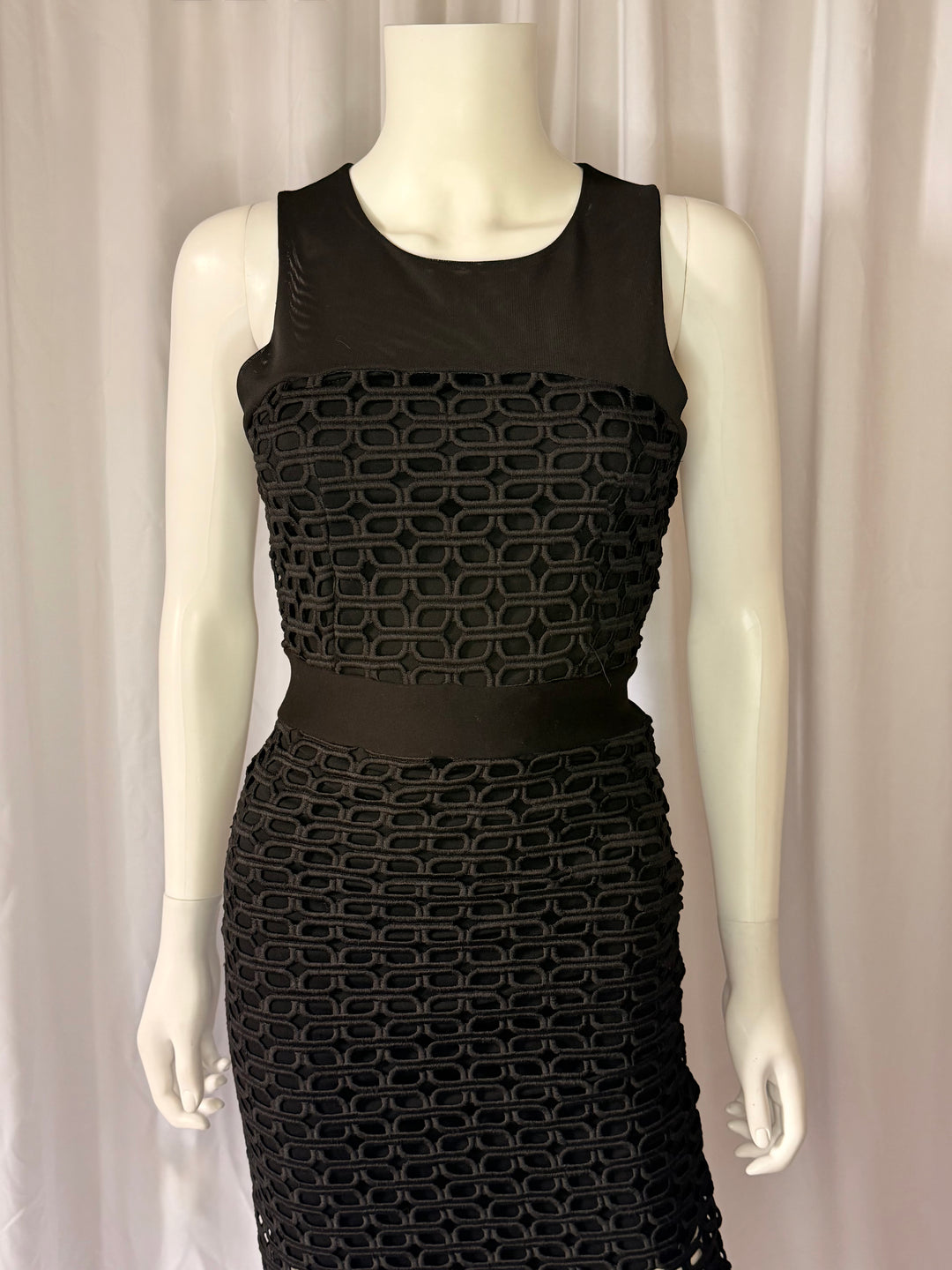 Maje Geometric Openwork Midi Dress