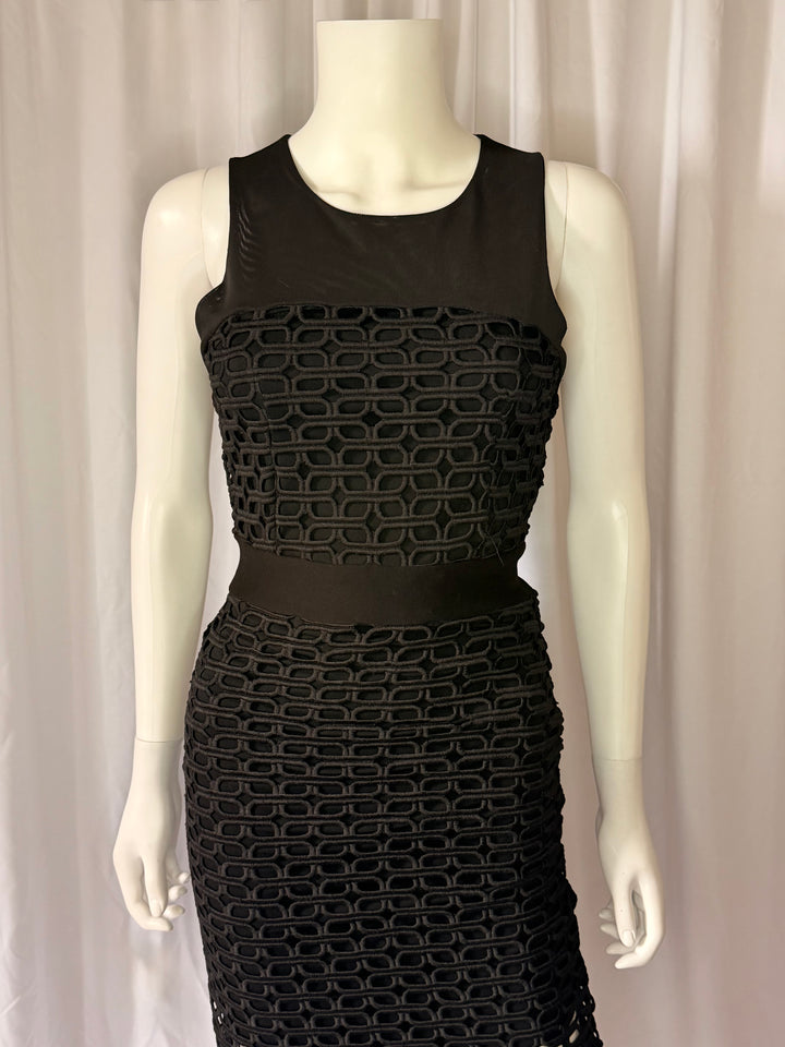 Maje Geometric Openwork Midi Dress