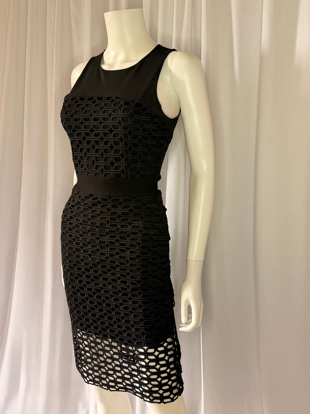 Maje Geometric Openwork Midi Dress