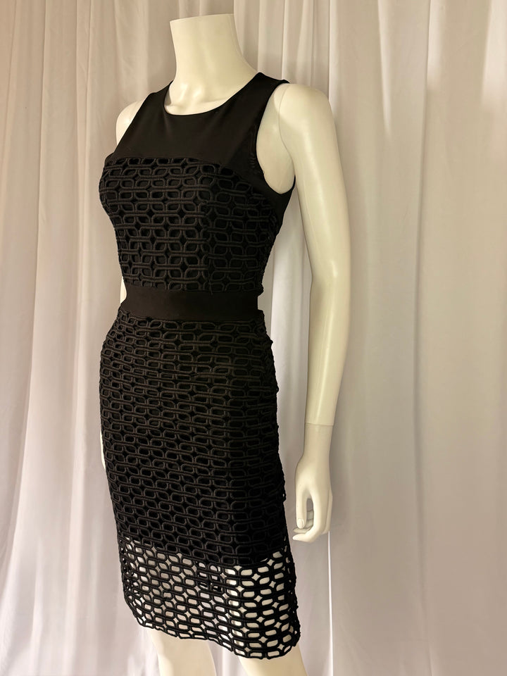 Maje Geometric Openwork Midi Dress