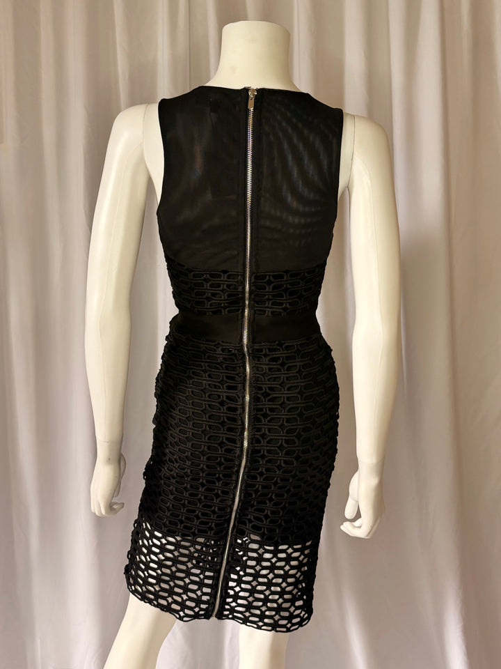 Maje Geometric Openwork Midi Dress