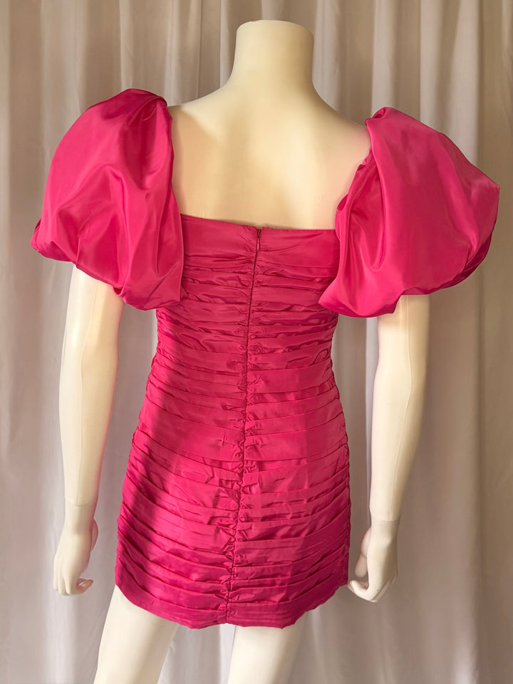 Rhode Fuchsia Puff Sleeve Mini Dress