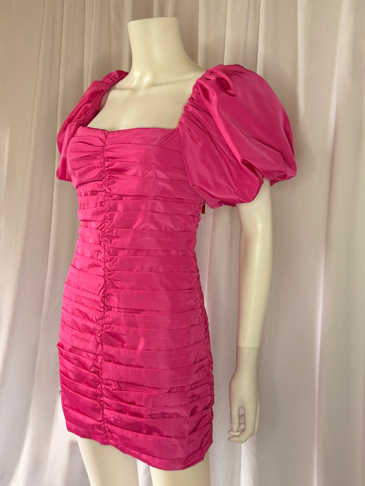 Rhode Fuchsia Puff Sleeve Mini Dress