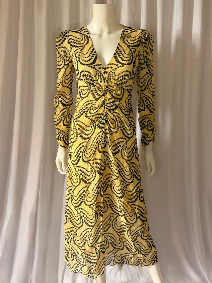 Sandro Printed Ruched Mini Dress