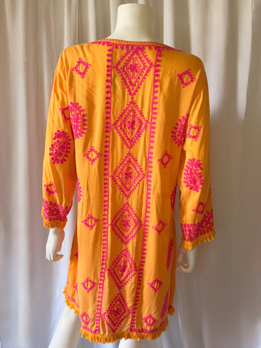 Pranella Embroidered Tassel Cover-Up Dress
