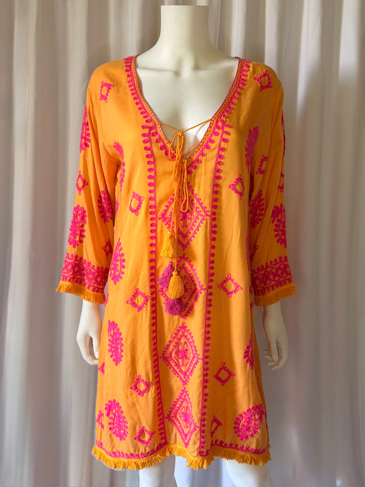 Pranella Embroidered Tassel Cover-Up Dress