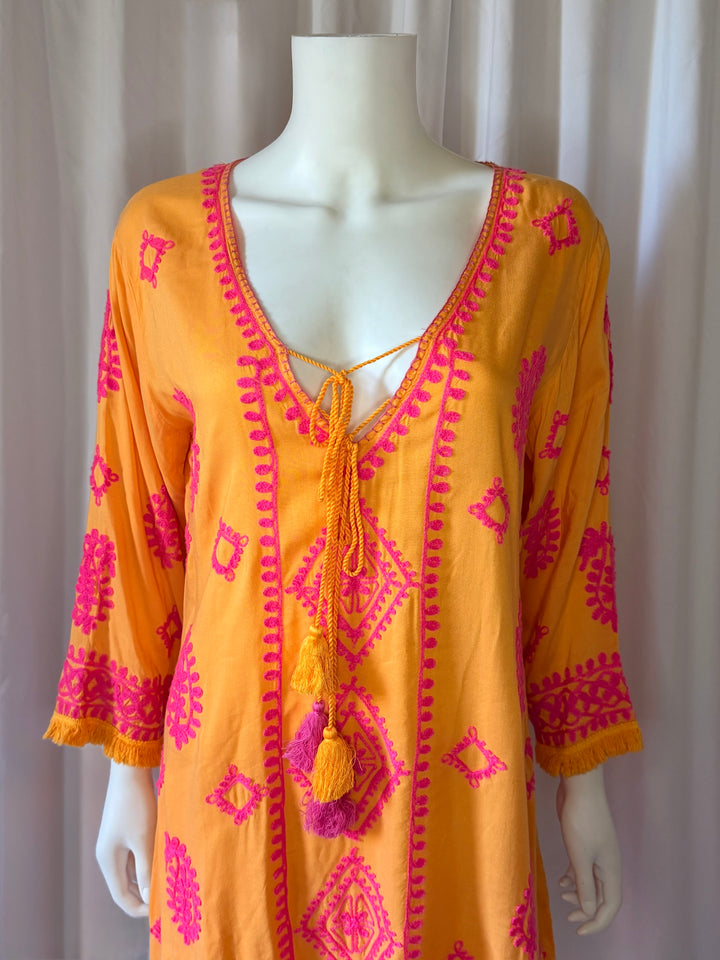 Pranella Embroidered Tassel Cover-Up Dress