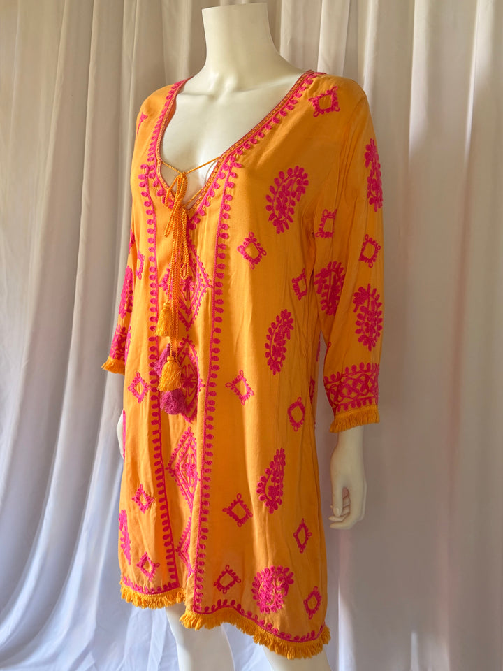 Pranella Embroidered Tassel Cover-Up Dress