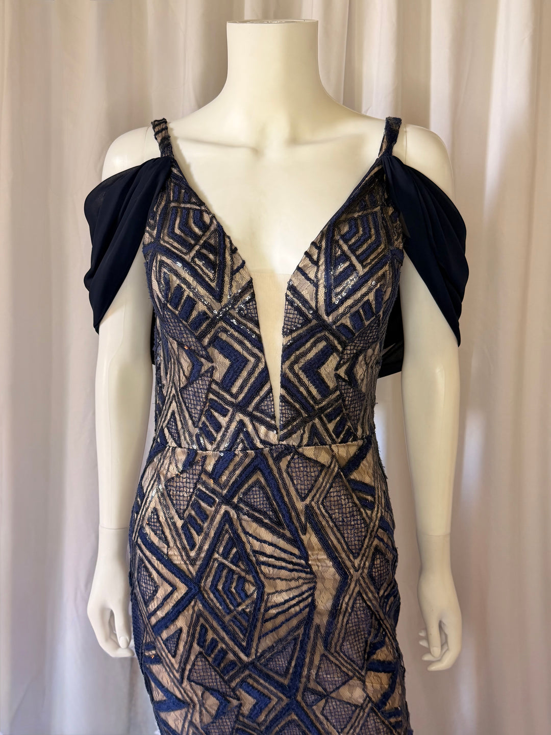 Aidan Mattox Art Deco Beaded Mermaid Gown