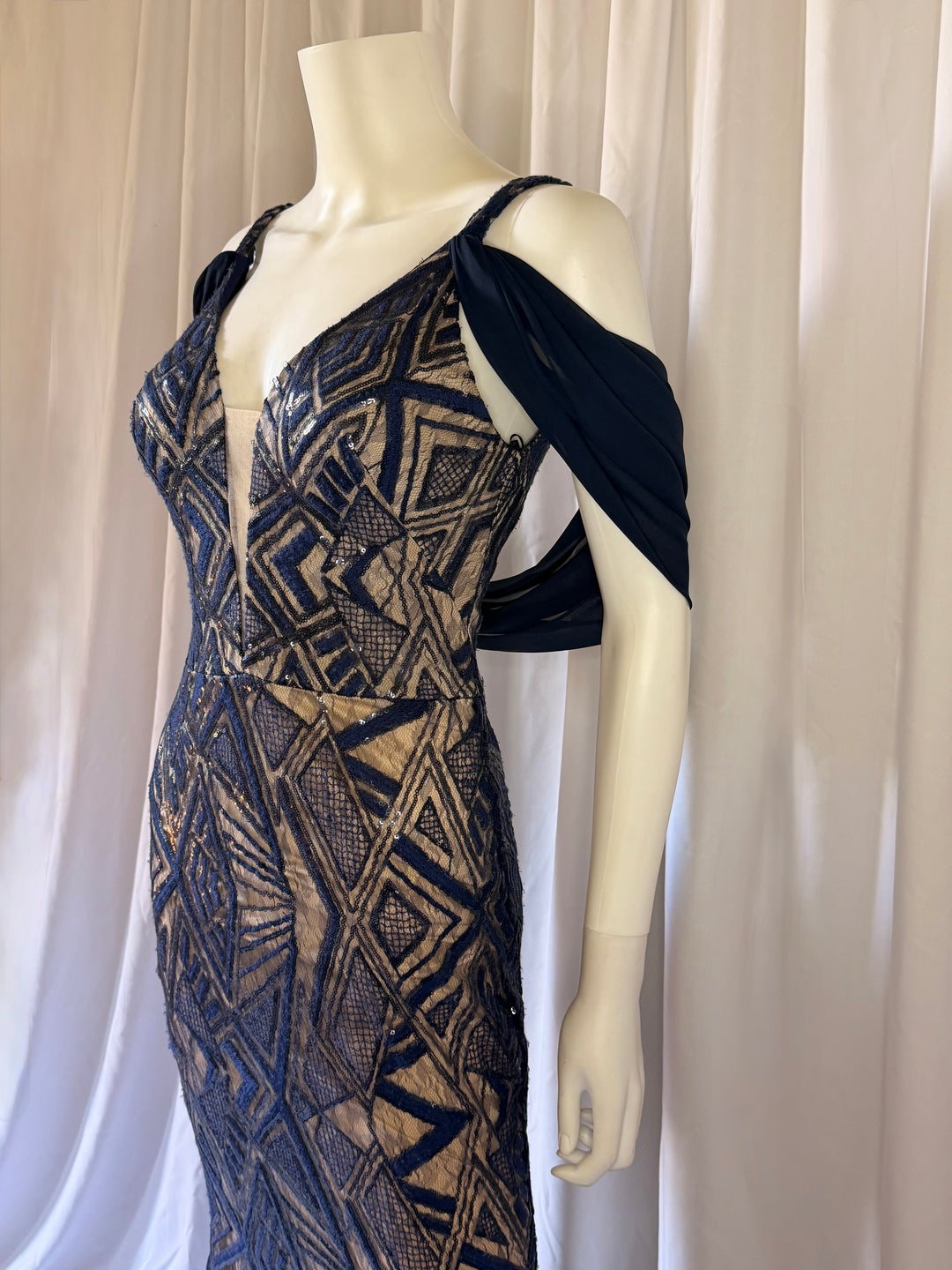 Aidan Mattox Art Deco Beaded Mermaid Gown