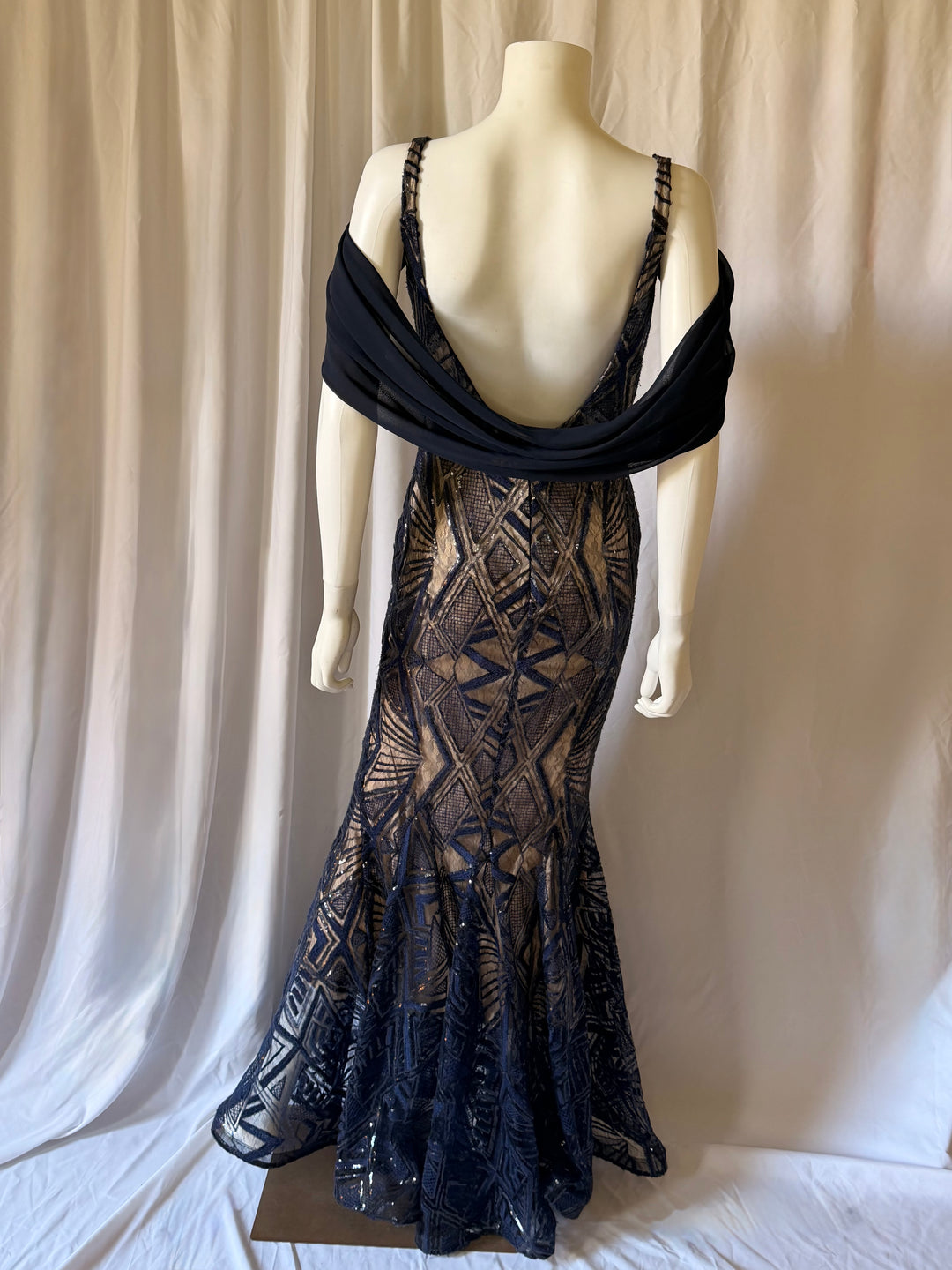 Aidan Mattox Art Deco Beaded Mermaid Gown