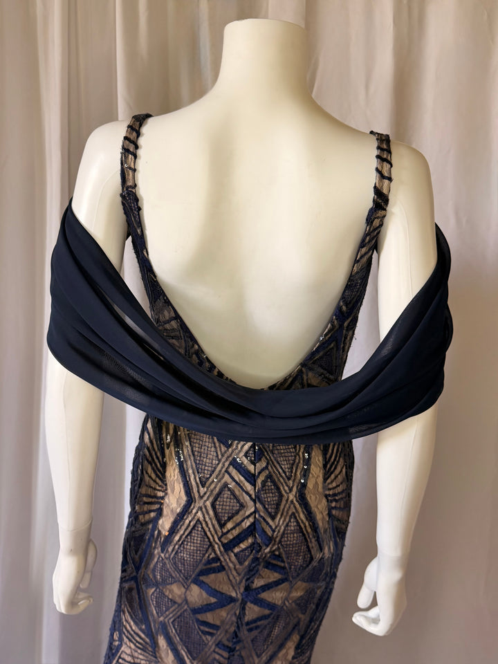 Aidan Mattox Art Deco Beaded Mermaid Gown