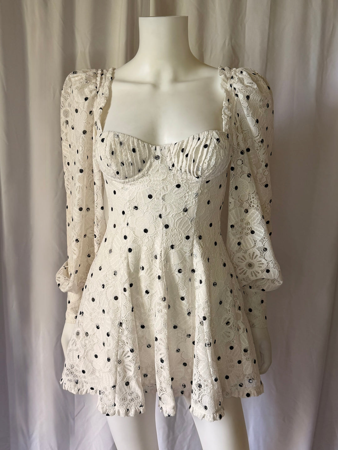 For Love &amp; Lemons Lace Polka Dot Mini Dress