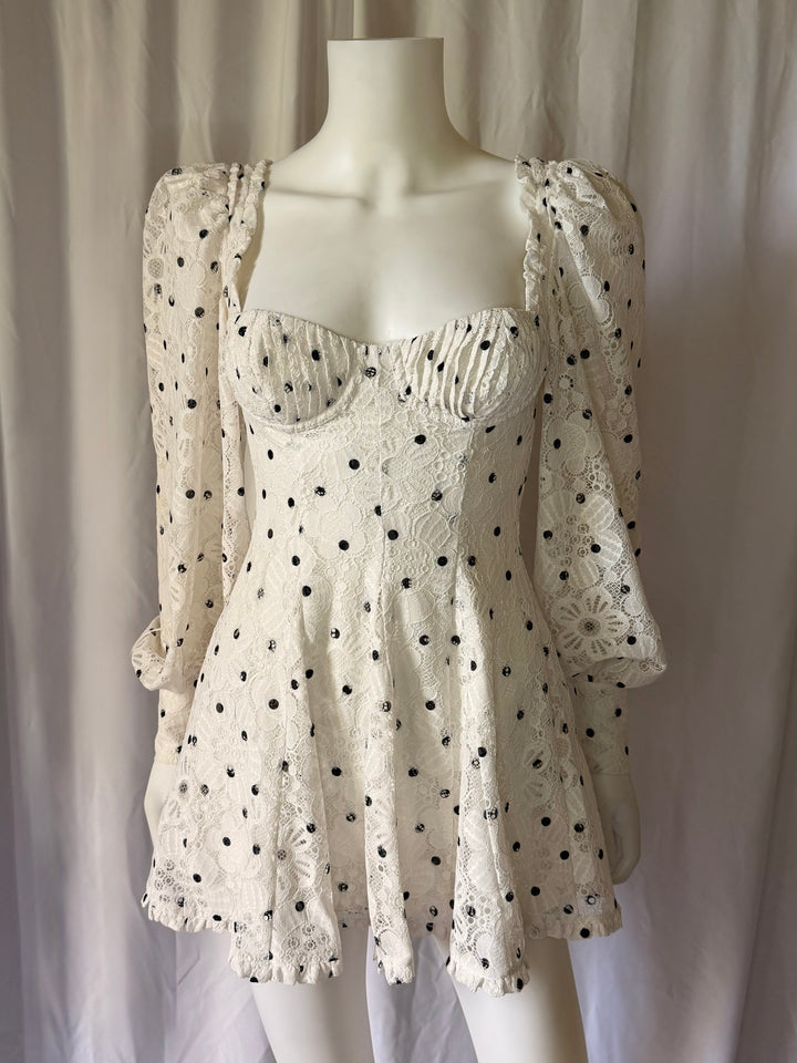For Love &amp; Lemons Lace Polka Dot Mini Dress