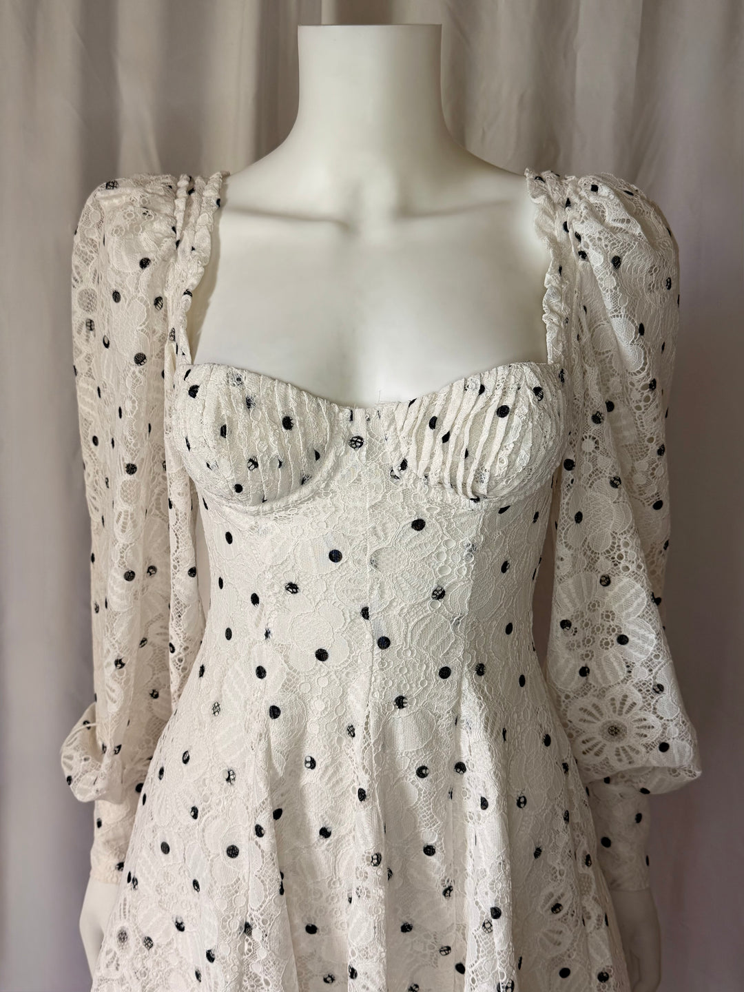 For Love &amp; Lemons Lace Polka Dot Mini Dress