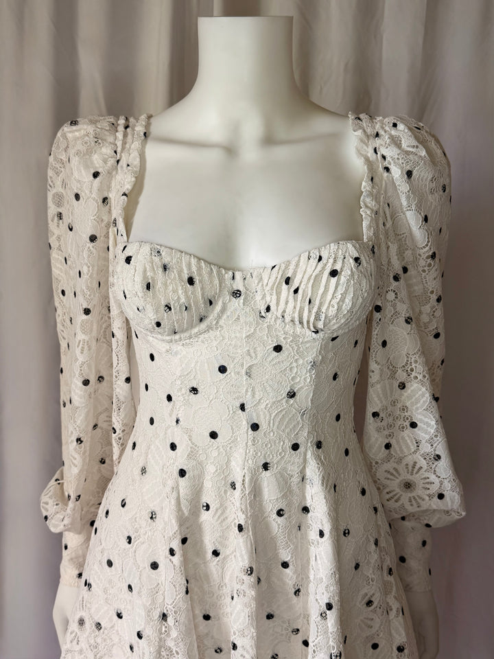 For Love &amp; Lemons Lace Polka Dot Mini Dress