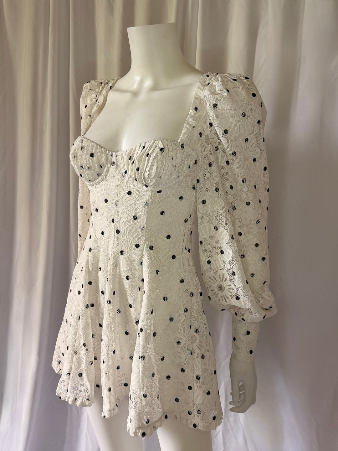 For Love &amp; Lemons Lace Polka Dot Mini Dress