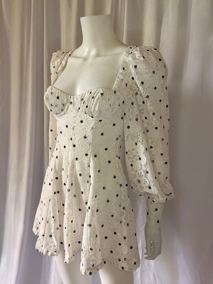 For Love &amp; Lemons Lace Polka Dot Mini Dress