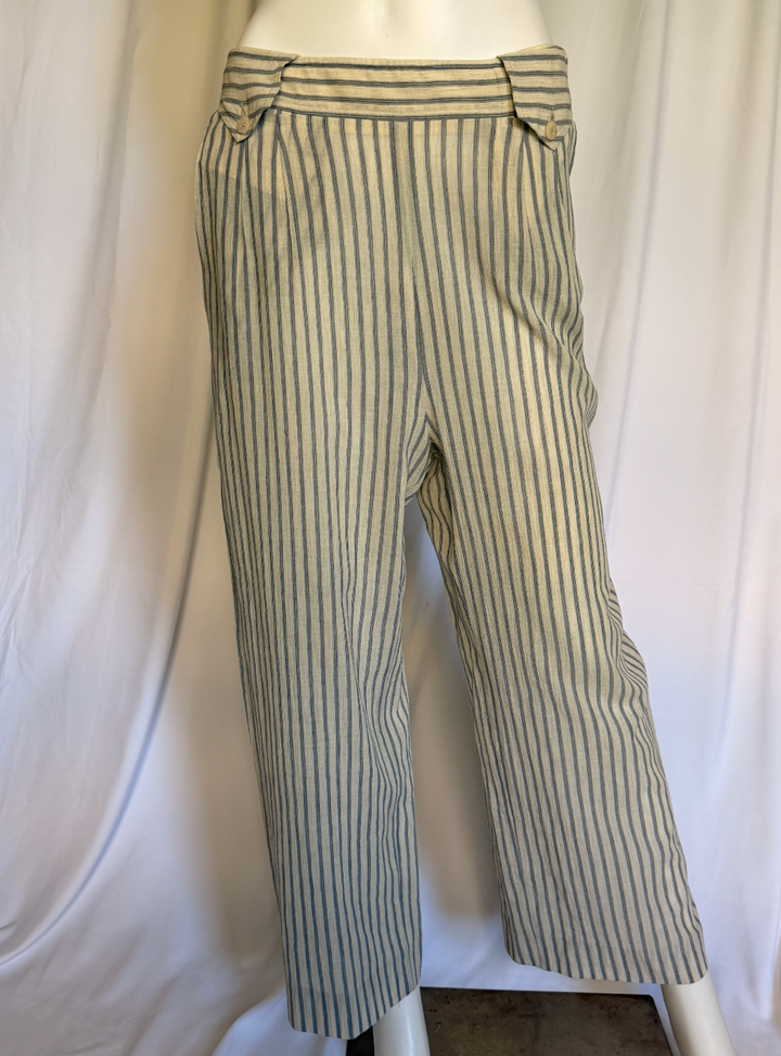 Hussein Chalayan Striped Linen Blend Cropped Trousers