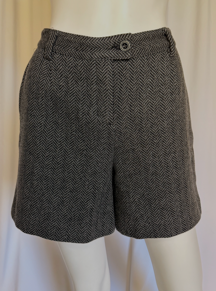 See by Chloe Herringbone Wool Blend Tailored Shorts