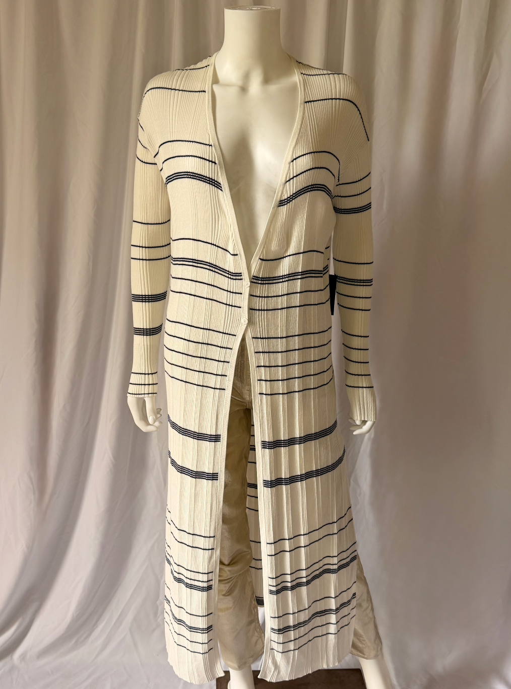 Nadaam Striped Ribbed Cashmere Duster Cardigan
