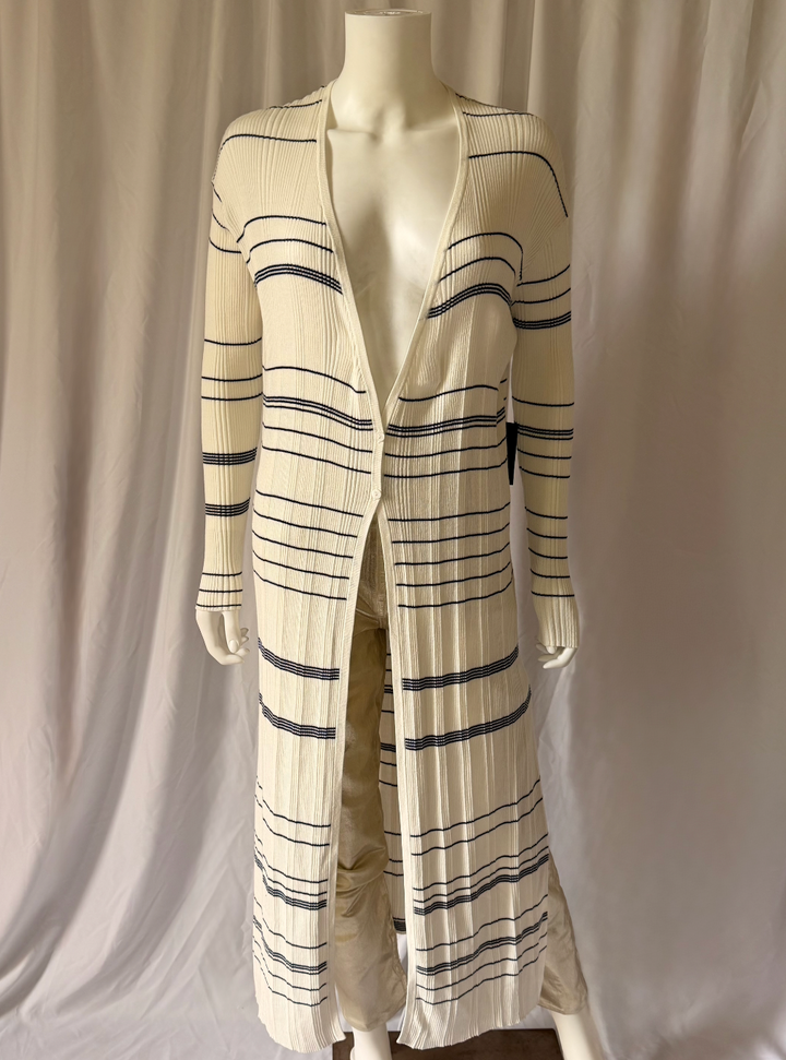 Nadaam Striped Ribbed Cashmere Duster Cardigan