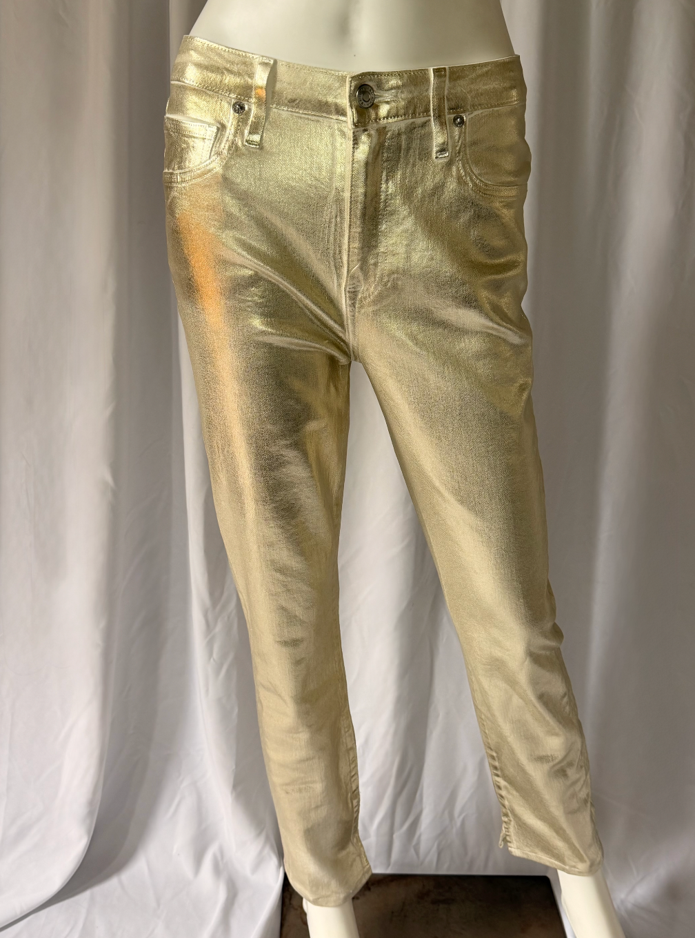 Simkhai Metallic Gold Coated Denim Pants