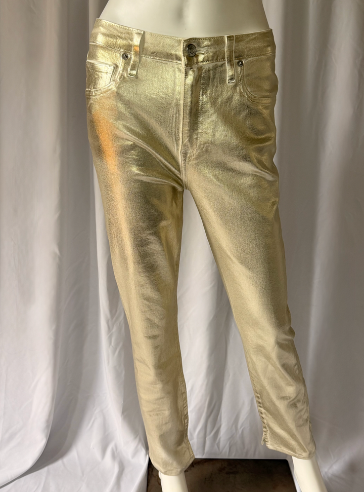 Simkhai Metallic Gold Coated Denim Pants